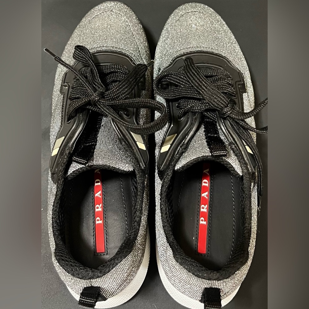 Prada Nylon Gray Glitter Effect Sneaker | 3E6321 | SIZE 39.5 US 9 - Picture 11 of 13